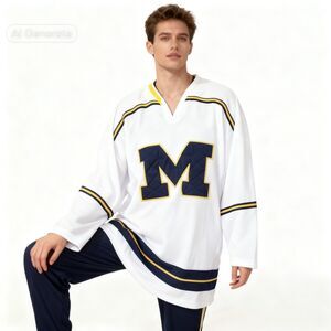 Nike University of Michigan Wolverines Men's White Hockey Jersey Size L